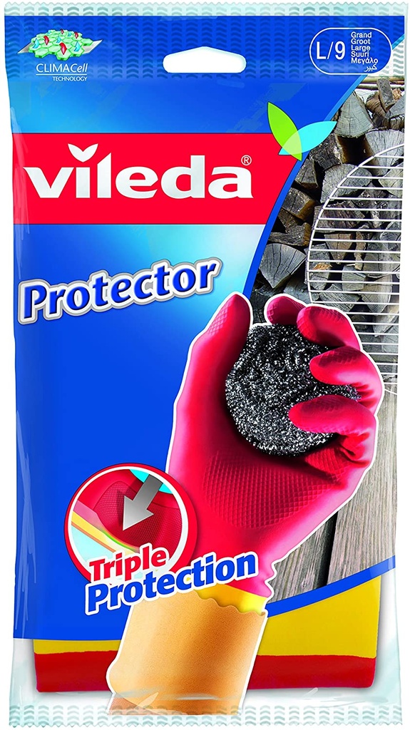 Vileda Robust Reusable Gloves Red L