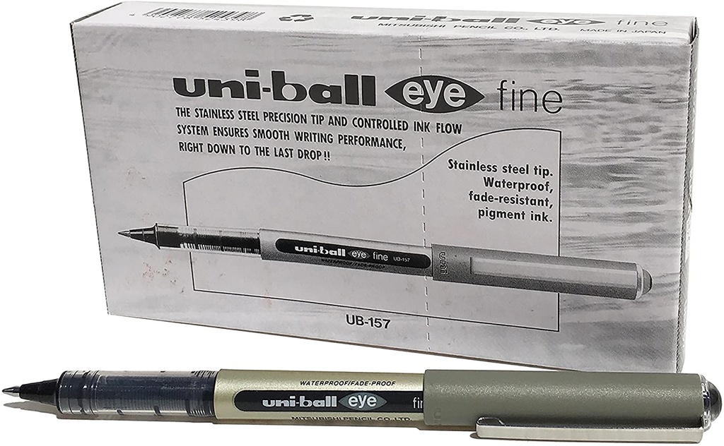 Uni-Ball Eye Fine Rollerball Pens 0.7 mm Pk/12 -Black