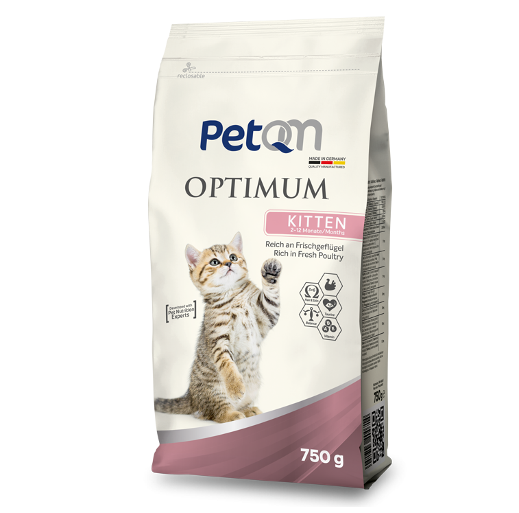 Cat PetQM Optimum Kitten With Fresh Poutry .75 KG