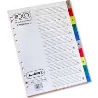 ROCO INDEX DIVIDER PVC A4 SIZE 1-10 DIVIDER
